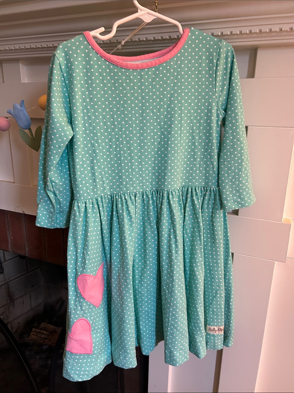 Girls Nelly Madison Polka Dots and Hearts Long Sleeve Dress Size 6